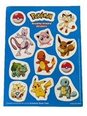 2018 Pokémon Scholastic Book Club Reading Reward Stickers Sheet 1 Sheet
