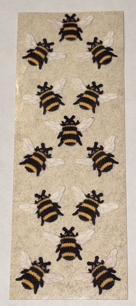 Fuzzy Honey Bee Bees Stickers Bumblebees Sheet