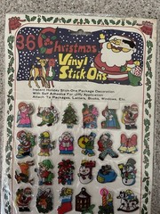 36 CHRISTMAS VINYL STICK ONS Vintage 1980’s Puffy Stickers Bradford Novelty MX0