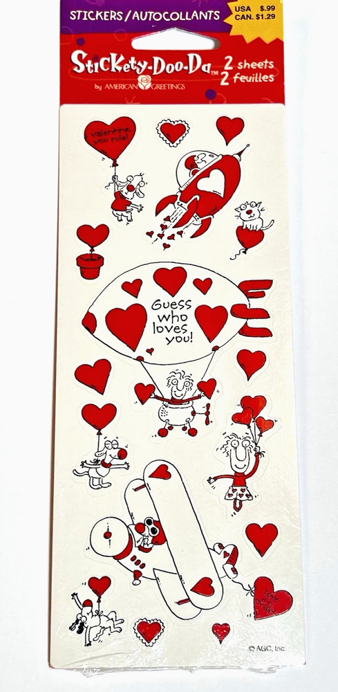 Vtg American Greetings Heart Balloons Space Ship Airplane Valentines Stickers