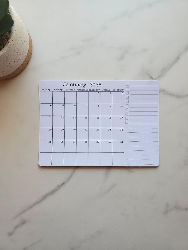 Large 7″ x 5″ Landscape Calendar Stickers with Checklist and Notes Section