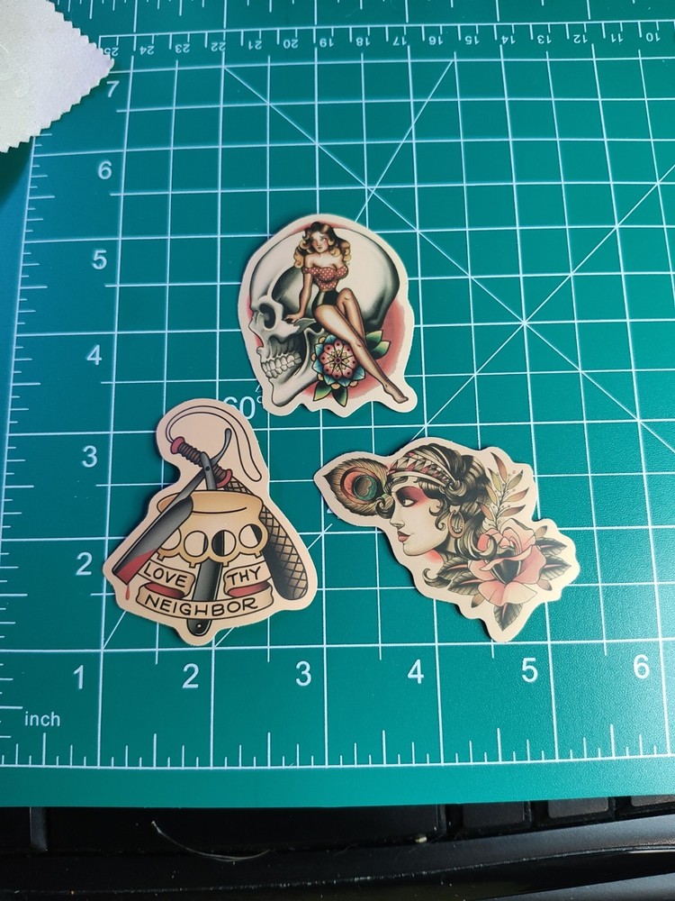 3 Retro Sailor Tattoo 2″ Stickers Navigation Ship Women Anchor Motorcycle Biker