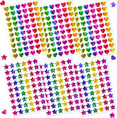 1710 Holographic Star and Heart Stickers 0.6″, Self-Adhesive for Kids Rewards…