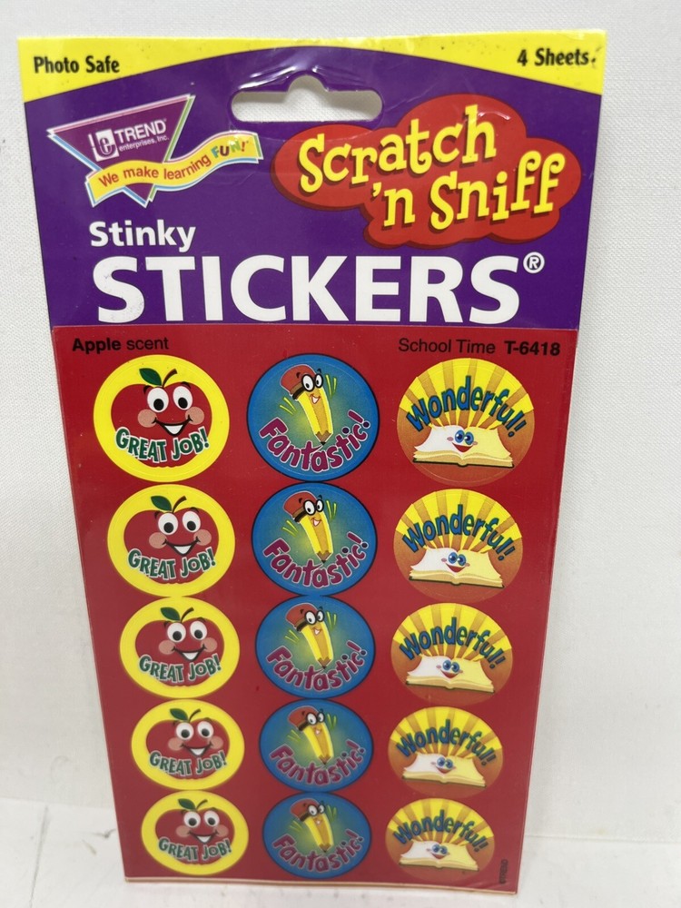 Vintage 1996 Full Pack Matte TREND Enterprise Scratch and Sniff Stickers Apple
