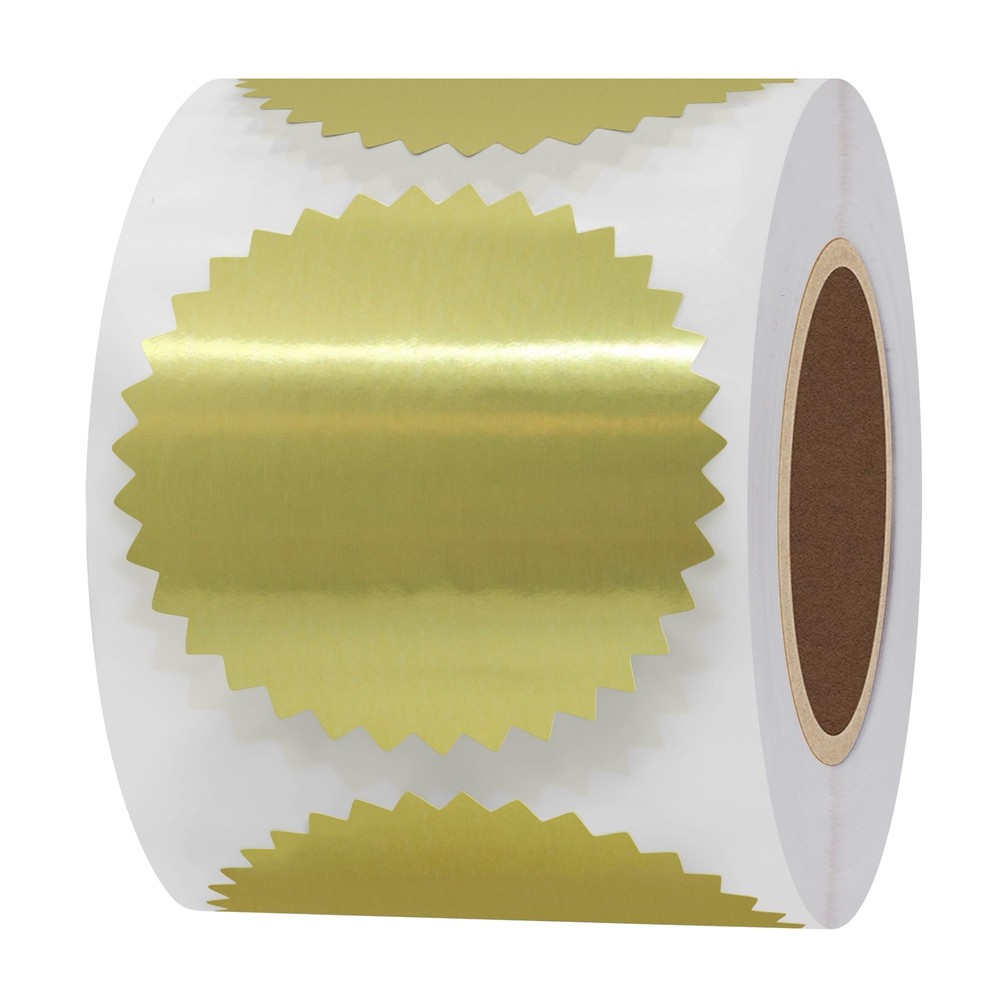 300pcs 2 inch Bright Gold Metallic Certificate Sealing Labels with Serrated Edge