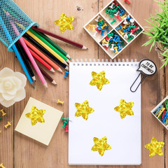 500 Pieces 1.5 Inch Gold Star Stickers Roll – Glitter Foil Star Shape Self Adhes