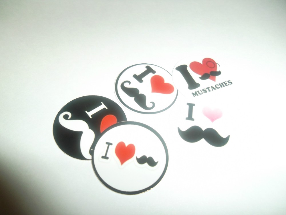 Pre Cut One Inch images I HEART MUSTACHE Free Shipping IN US