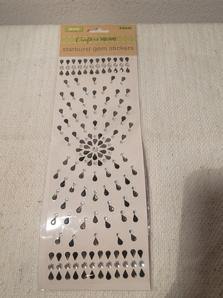 Gems Black Clear Jewels Rhinestones Starburst Bling Crafter’s Square Stickers
