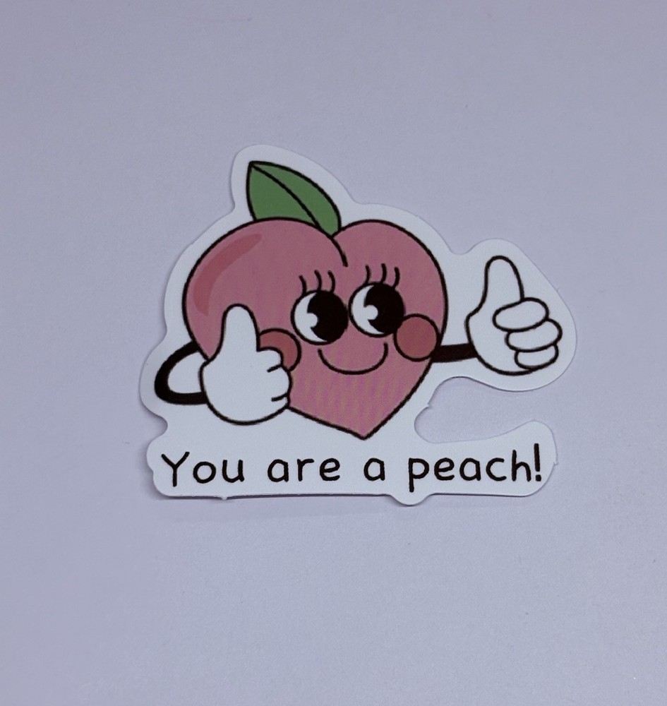 Cute Happy Fruit Peach Vinyl Art Sticker School Motivation Kids Matte Decals Tc9