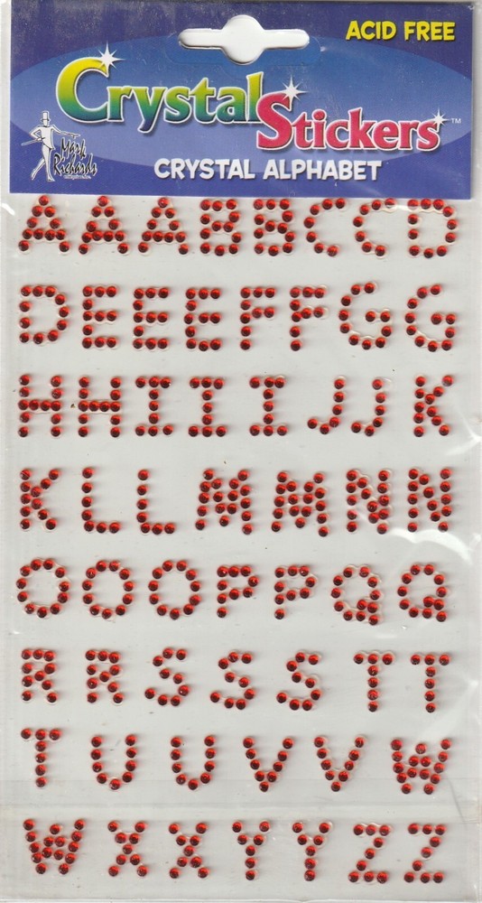 NEW! Mark Richards Crystal Stickers RED Alphabet tiny gems 00331 Fast FREE Ship!