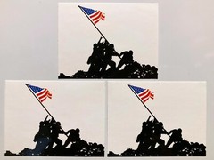 Raising the Flag on Iwo Jima Stickers Lot of 3 Vend Mach Decal American USA Flag