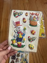 Vintage Holographic Shiny Foil Laser Easter Stickers 3D Pins 80s NEW Lot