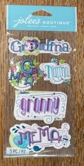 RARE Jolees GRANDMA WORDS Nana Granny Mema G-Ma Titles Gammy Scrapbook Stickers