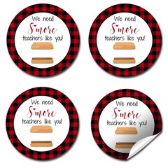 S’More Teacher Appreciation Red and Black Buffalo Plaid Thank You Sticker Lab…