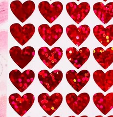 Cherry Red Holographic Sparkle Heart Christmas Stickers! ~ tiny 0.25 to 4 inch