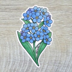 Forget Me Not Sticker – Alaska State Flower – Waterproof Vinyl Floral Decal