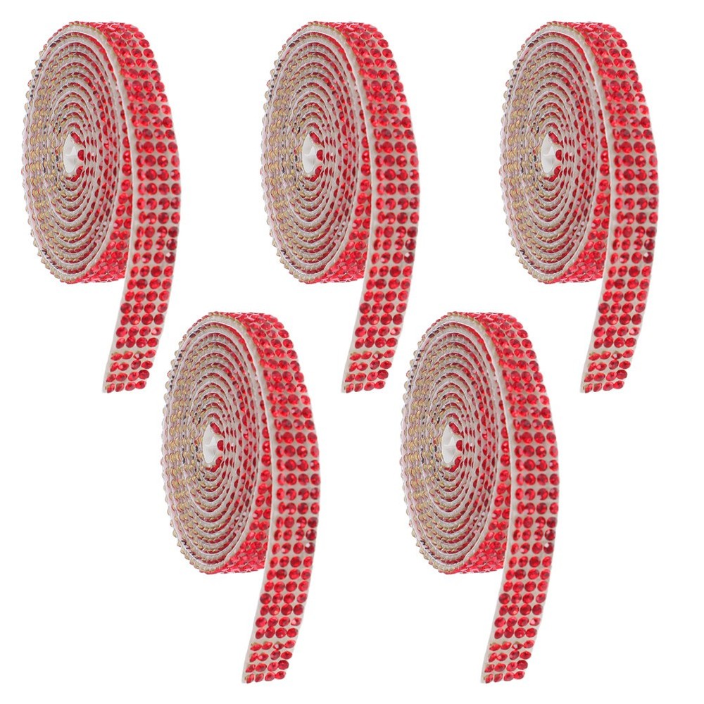 5 Pcs Sparkling Rhinestone Ribbon Adhesive Trim Strip Strips Glitter Belt
