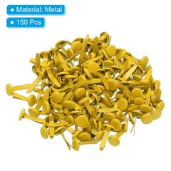 Brads for Paper Crafts, 150 Pcs Yellow Metal Round Paper Fasteners, 16 mm