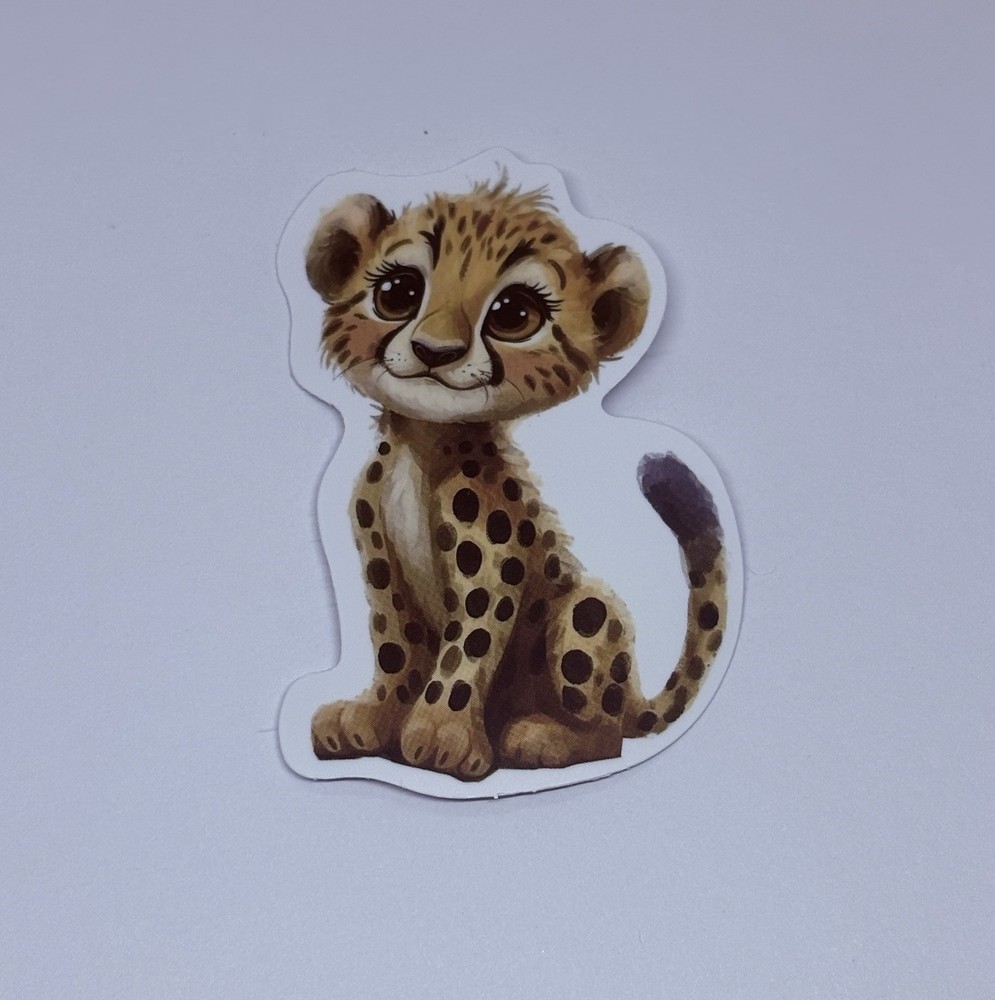 Cute Baby Cheetah Animal Sticker Vinyl Decal Journal Wall Fun Art Decor Tc9