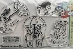 New Penny Black Rubber Stamp DANCE IN THE RAIN DOG dog friends free USA ship