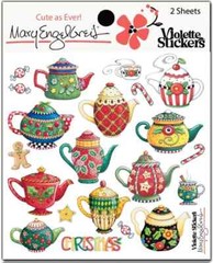 Mary Engelbreit Stickers 2 Sheets Whimsical Mary’s Christmas Tea Pots Patterns