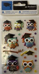PUFFY GRADUATION OWL Stickers(23pc)Walmart•School •Diploma•Stars•Card Making•