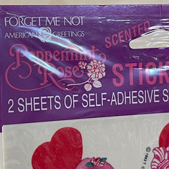 VTG Peppermint Rose Valentine Stickers Scented Hearts Carlton Cards ‘93 Lot Of 2