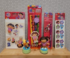 Nick Jr Dora the Explorer Sandylion Stickers Colored Pencils Pen Stamp Plush Lot