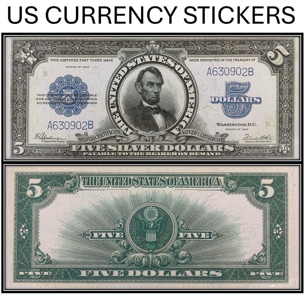 $5 Five Dollar 1923 Silver Certificate (US CURRENCY STICKERS)