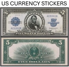 $5 Five Dollar 1923 Silver Certificate (US CURRENCY STICKERS)
