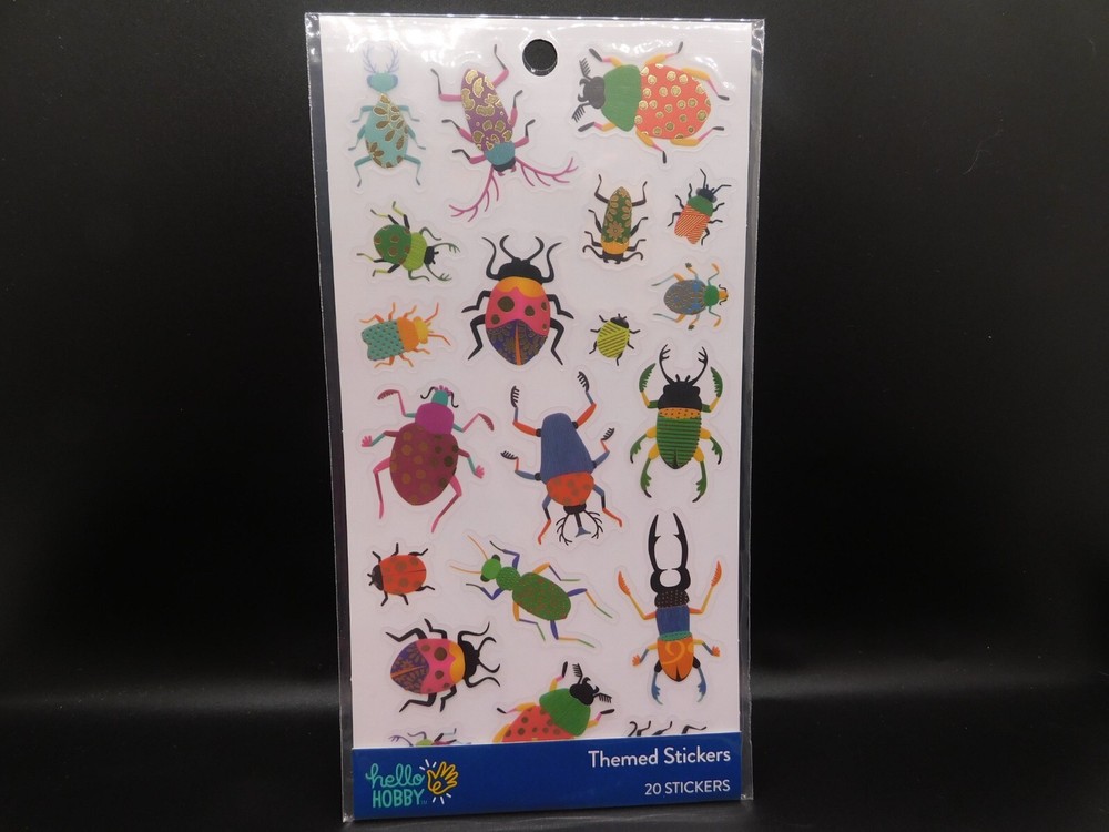 Hello Hobby Multicolor Bugs Themed Stickers, 20 Count