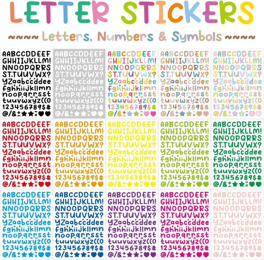4144 Pcs Alphabet Stickers 37 Sheets Small Letter Stickers,0.5» Self-Adhesive V