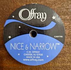 Offray Nice & Narrow-Pink, Blue, Yellow & White Stripe-1/8 inch by 15 feet