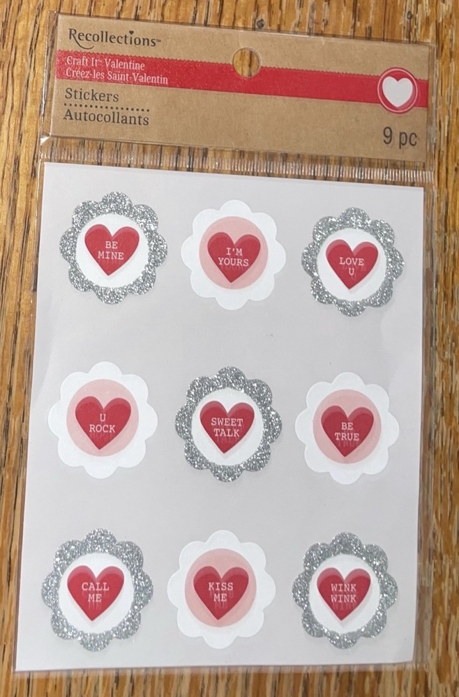 Recollections Candy Hearts Be Mine Kiss Me VALENTINES DAY Love Scrapbook Sticker