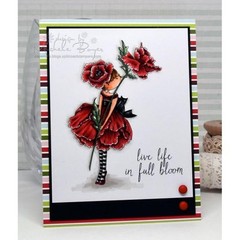 New Stamping Bella Cling Rubber Stamp Tiny Townie GARDEN GIRL POPPY free USA shp