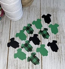 Lumberjack jumpsuit confetti – Lumberjack baby shower party decorations Green