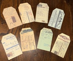 8 Junk Journal tags, Scrapbooking, journaling vintage style receipt tags ￼
