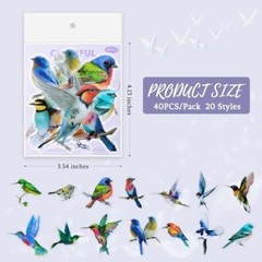 40PCS Bird Stickers, Bird Stickers Waterproof for Colorful Birds-40pcs