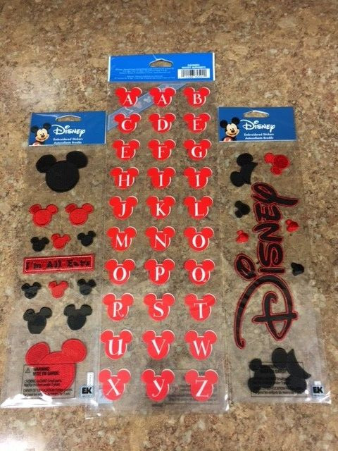 3 New unopened Disney theme Scrapbook embellishments Embroidered – FREE Shipping