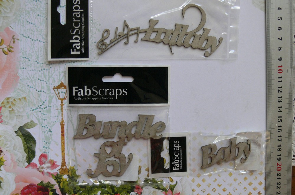 Chipboard Words BABY – LULLABY – BUNDLE of JOY Select Choice of 3 – Fab Scraps B
