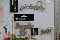 Chipboard Words BABY – LULLABY – BUNDLE of JOY Select Choice of 3 – Fab Scraps B