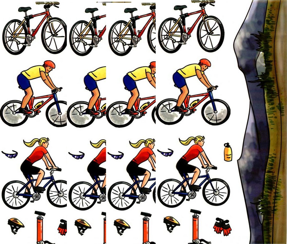 4 Large Sheets CYCLING Mountain Biking Scrapbook Stickers!
