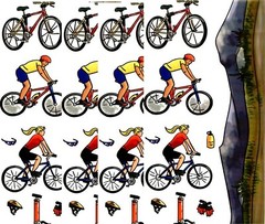 4 Large Sheets CYCLING Mountain Biking Scrapbook Stickers!