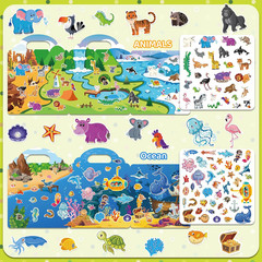 Jelly Sticker Books for Toddlers 2-6 Years, 4 Sets of Reusable Sticker Books