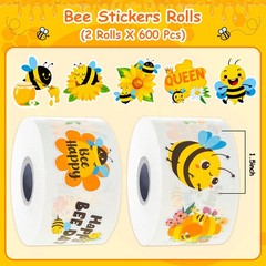1200Pcs Bee Stickers for Kids, 1.5 inch Bee Theme Stickers, Cute Honey Sticks…