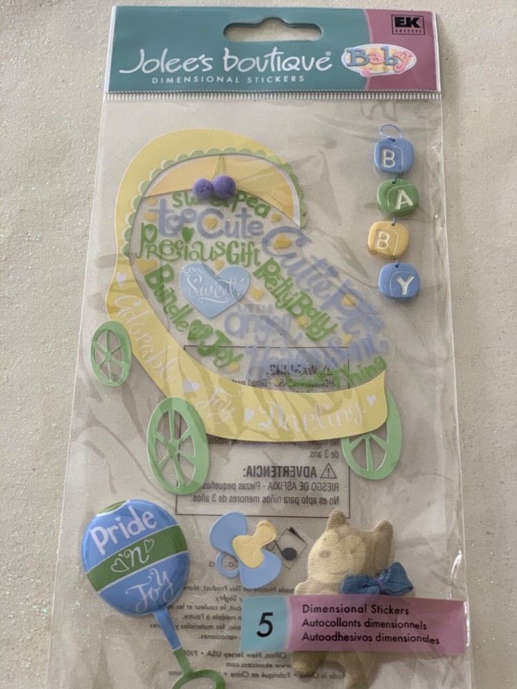 EK Success Jolee’s Boutique 3D STICKERS CRADLE BABY CRIB BALLOON BEAR PACIFIER