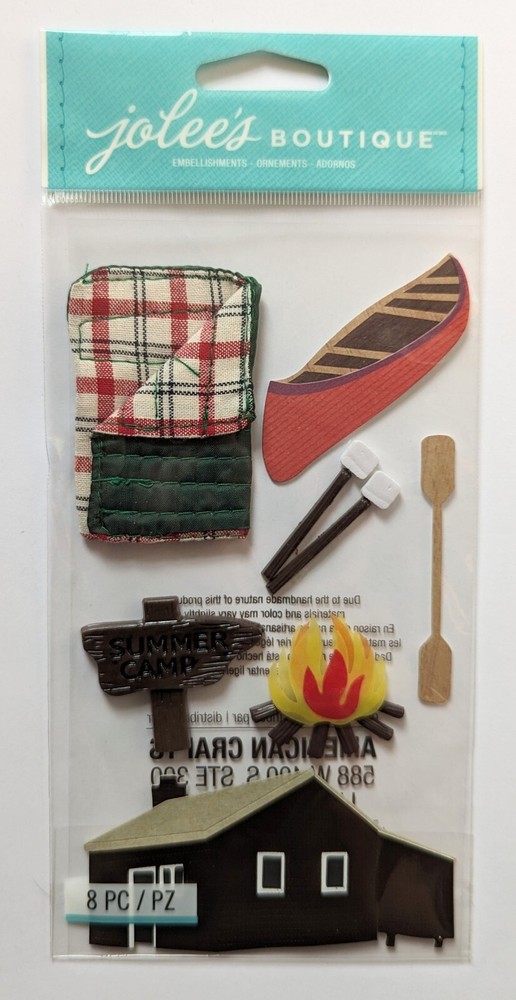 Jolee’s Camping Summer Camp Cabin Sleeping Bag Fire Scrapbooking Stickers