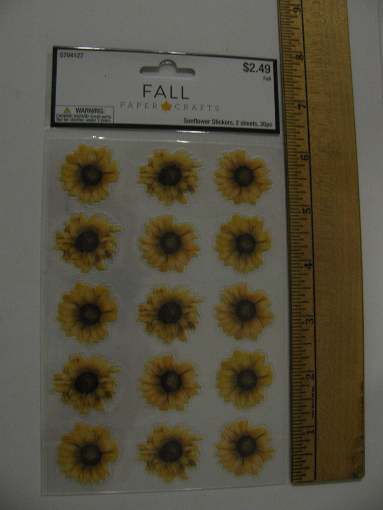 Hobby Lobby SUNFLOWER STICKERS 2 Sheets 30 Pieces NIP