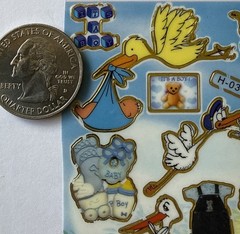 IT’S A LITTLE BOY Gold Foil Stickers(17pc)Stork•Baby •Newborn•Bottle•Card Making