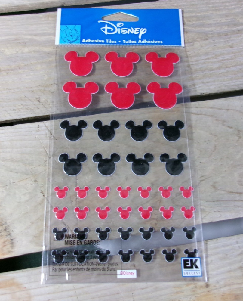 Vintage Disney EK Success Mickey Red/ Black Mickey Icon Tile Stickers DEPM001